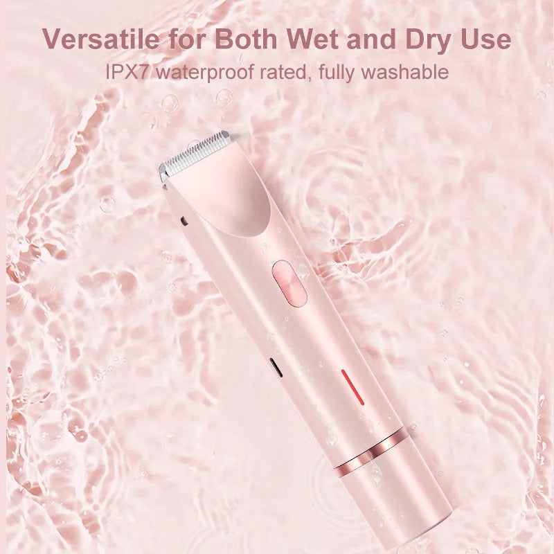 2 in 1 Dual-Head Painless Women Electric Razors Bikini Trimmer Wet Dry Use for Ladies Pubic Hair Detachable Head Electric Shaver