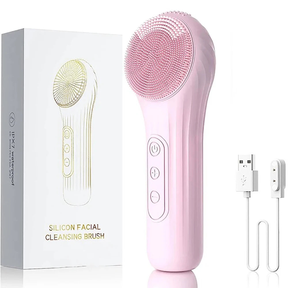 Sonic Waterproof Facial Cleansing Brush Rechargeable Scrubber Exfoliating Vibrating Deep Clean Face Cleaner Skin Care Tool