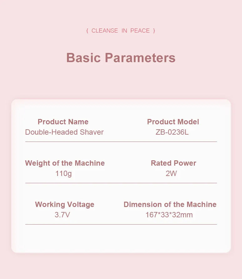 2 in 1 Dual-Head Painless Women Electric Razors Bikini Trimmer Wet Dry Use for Ladies Pubic Hair Detachable Head Electric Shaver