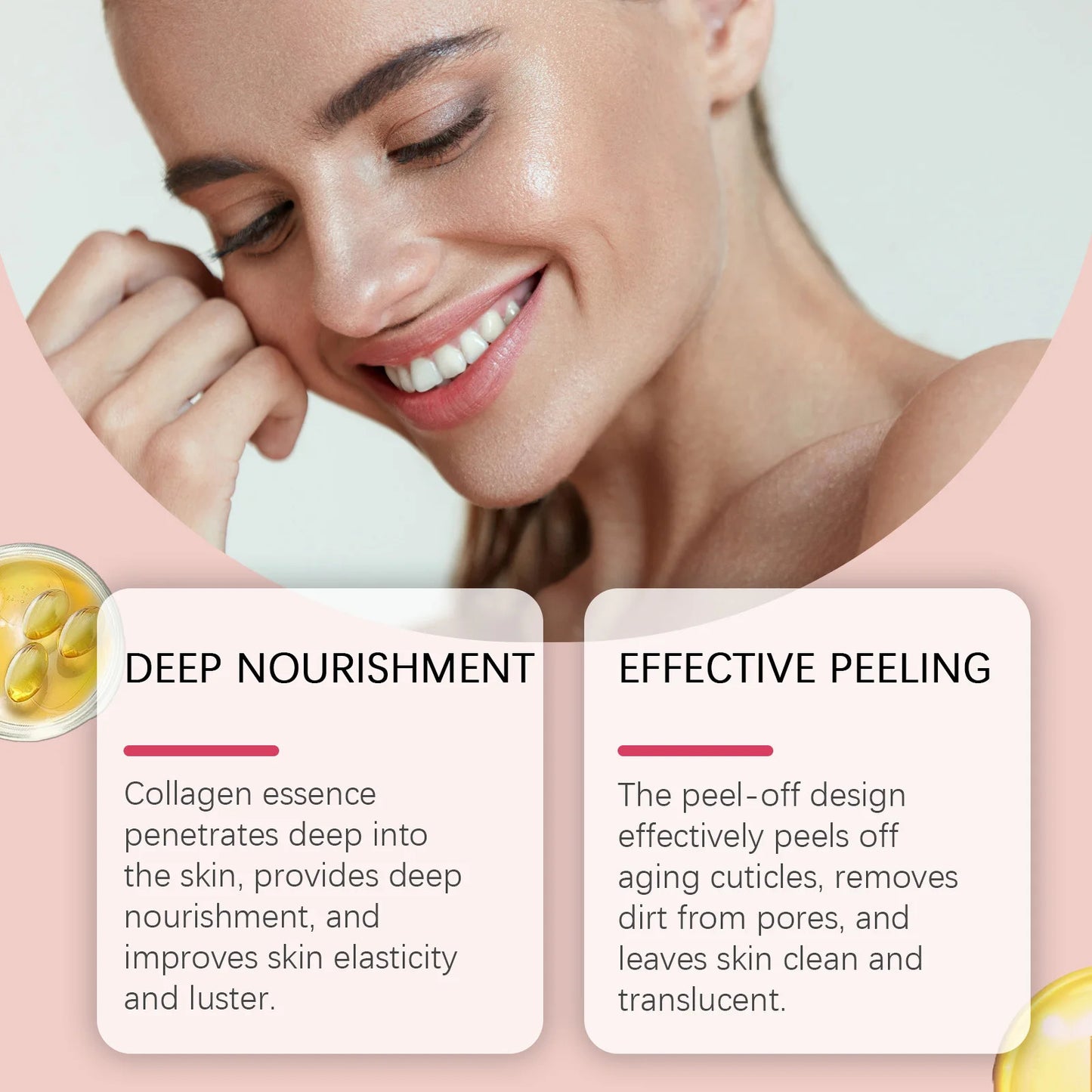 Collagen Peel-off Mask Deep Hydrating Fade Fine Lines Firming Shrink Pores Brightening Overnight Wrapping Mask Face Skin Care