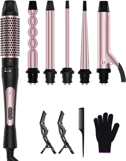 6-in-1 Curling Iron Set | Interchangeable Ceramic Wands for Every Style