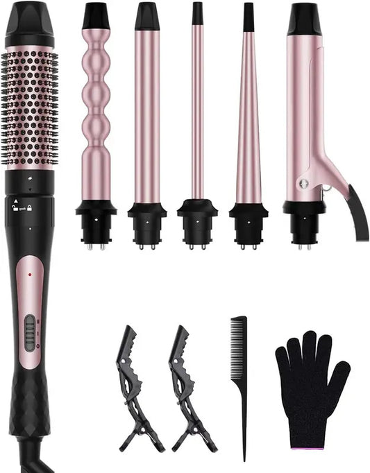 6-in-1 Curling Iron Set | Interchangeable Ceramic Wands for Every Style