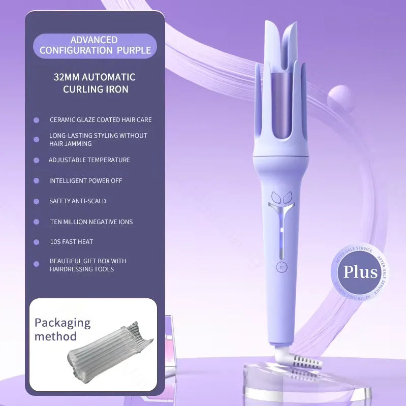 Automatic Curling Iron 32mm | Ceramic Ionic Big Roll Curler for Effortless Glamour