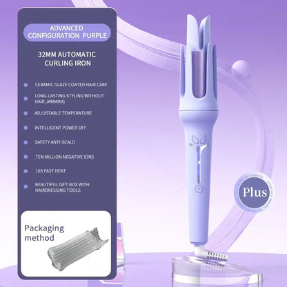 Automatic Curling Iron 32mm | Ceramic Ionic Big Roll Curler for Effortless Glamour
