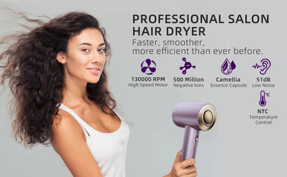 Plasma Ionic Hair Dryer | 130,000RPM High-Speed Motor