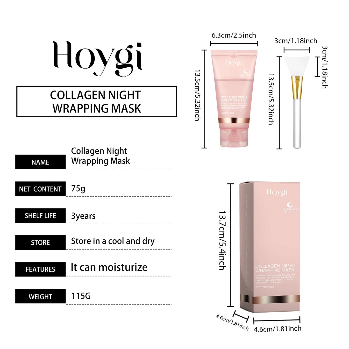 Collagen Peel-off Mask Deep Hydrating Fade Fine Lines Firming Shrink Pores Brightening Overnight Wrapping Mask Face Skin Care