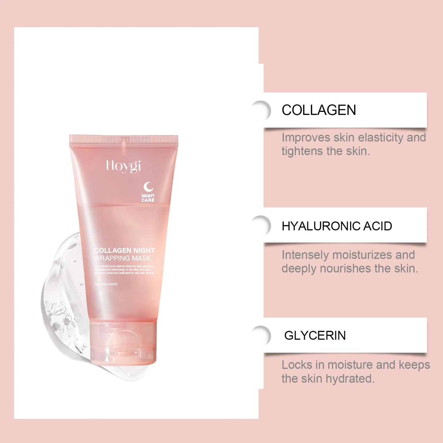 Collagen Peel-off Mask Deep Hydrating Fade Fine Lines Firming Shrink Pores Brightening Overnight Wrapping Mask Face Skin Care