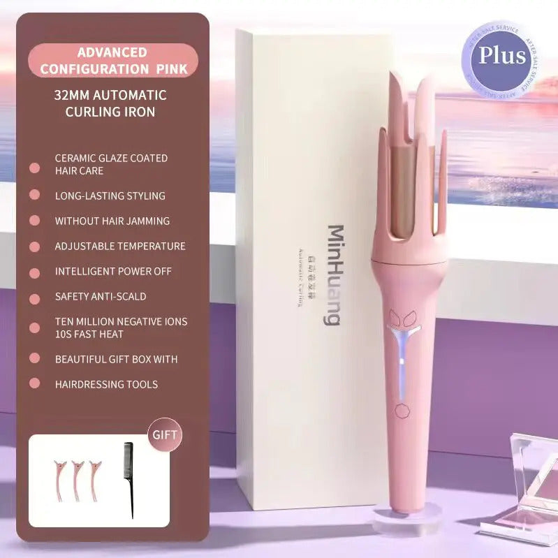 Automatic Curling Iron 32mm | Ceramic Ionic Big Roll Curler for Effortless Glamour