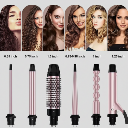 6-in-1 Curling Iron Set | Interchangeable Ceramic Wands for Every Style