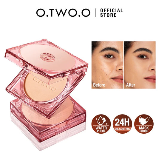 O.TWO.O Face Powder Oil-control 24h Soft Focus Long-Lasting Matte Finish Waterproof Oil-free Setting Compact Powder Face Makeup